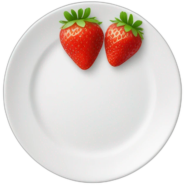 A small white plate with strawberries emoji