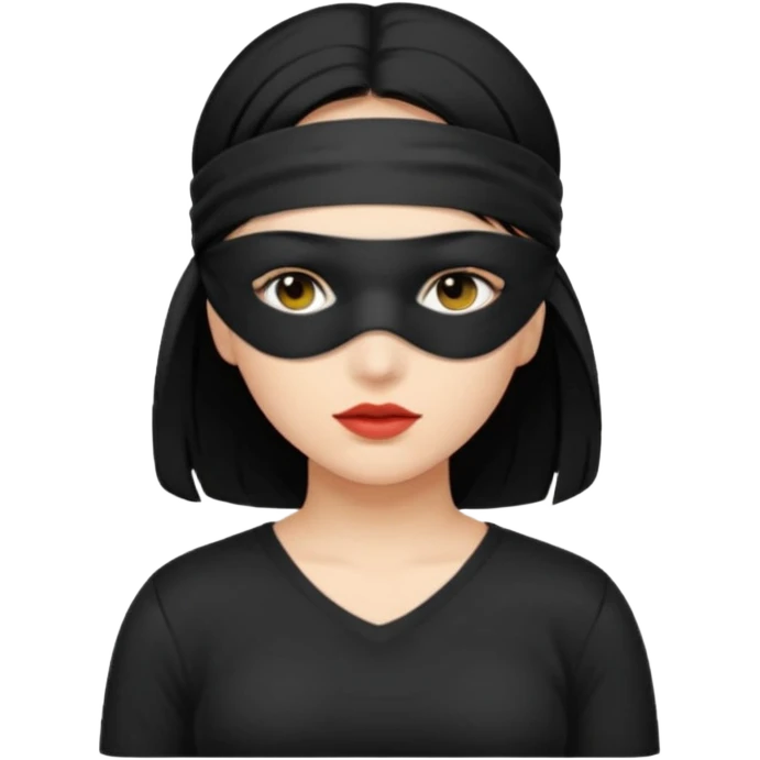 woman with black hair wearing blindfold emoji