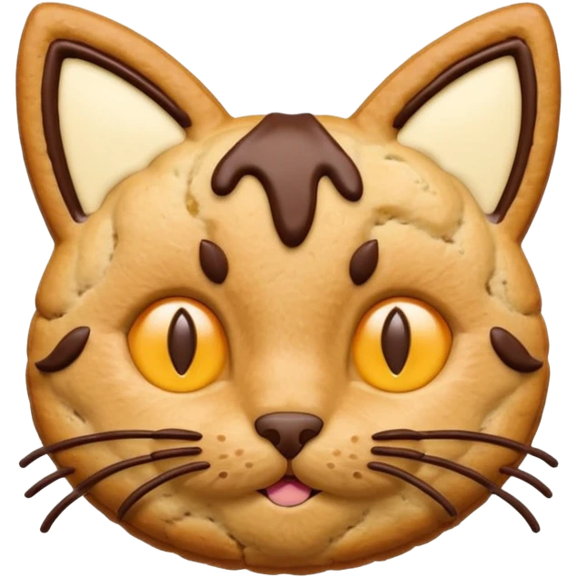 cat-shaped cookie with chocolate ears emoji