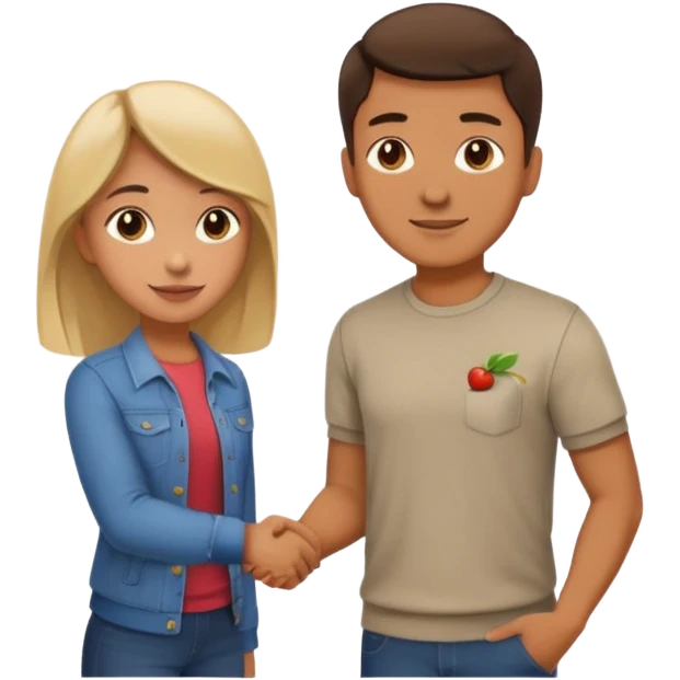 a man in casual clothes shaking hands with a girl, apple emoji style emoji