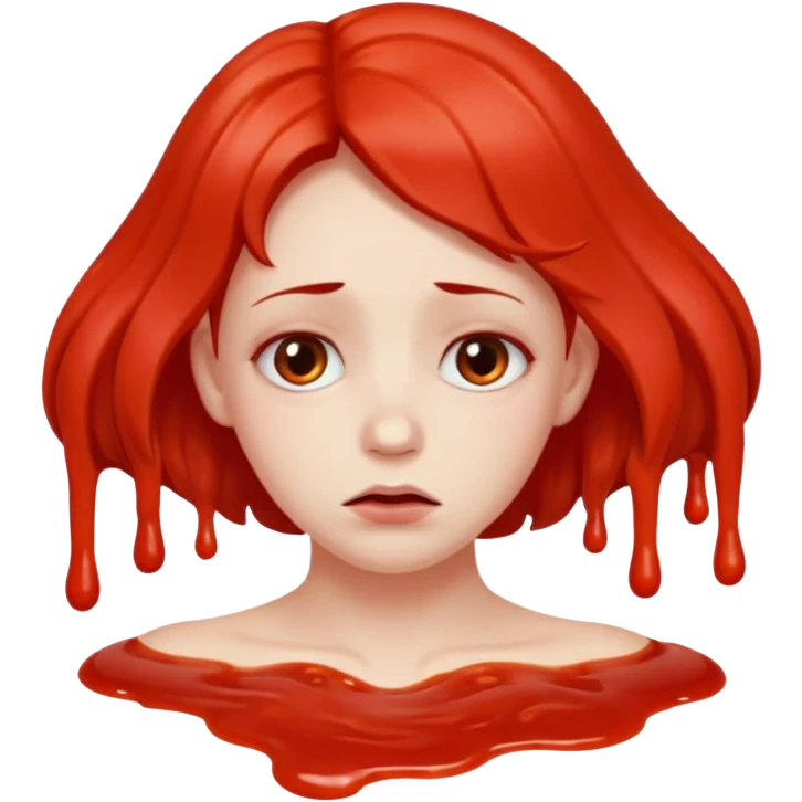 A depressed face with tomato sauce coming out of ears  emoji