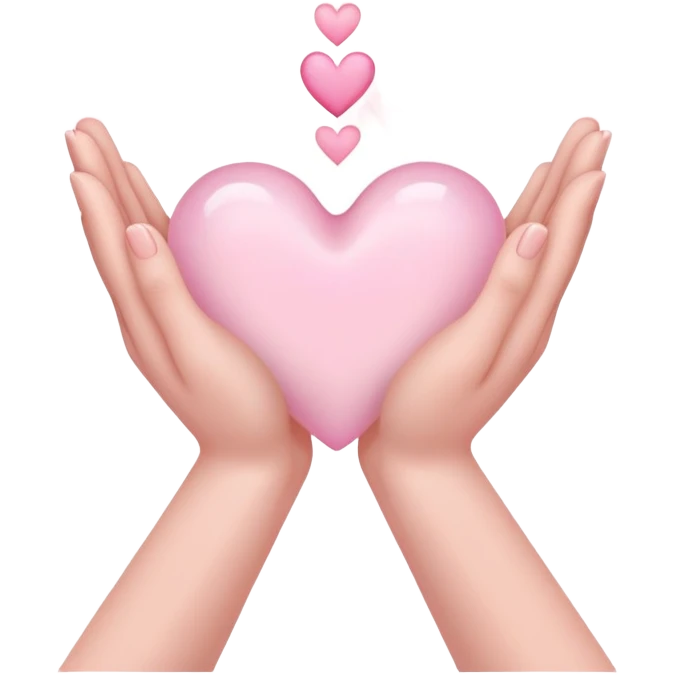 Hands joined in prayer with a pale pink heart emoji