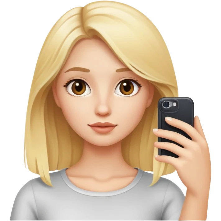 blonde girl taking selfie emoji