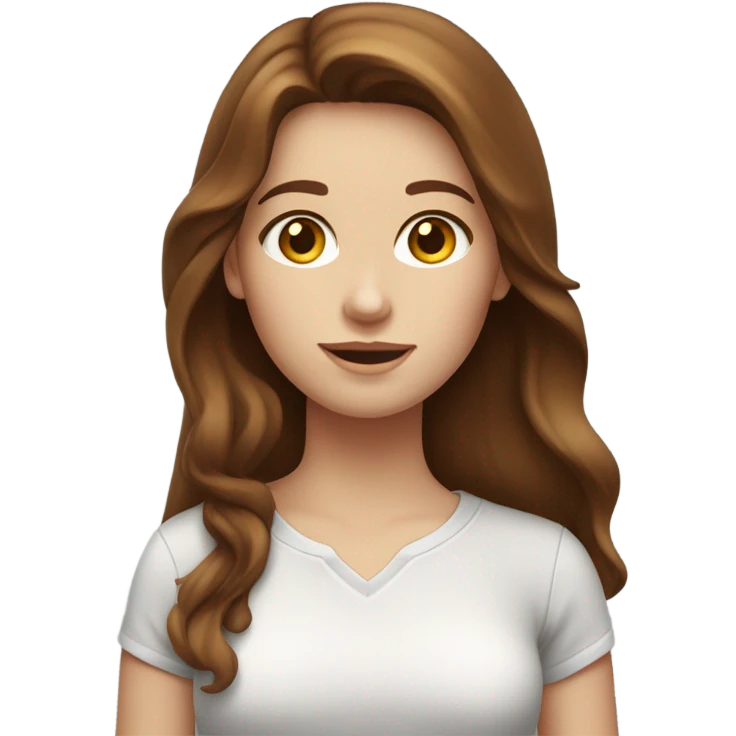 Brunette girl with shirt and brown wavy hair and white skinned girl with auburn long straight hair emoji