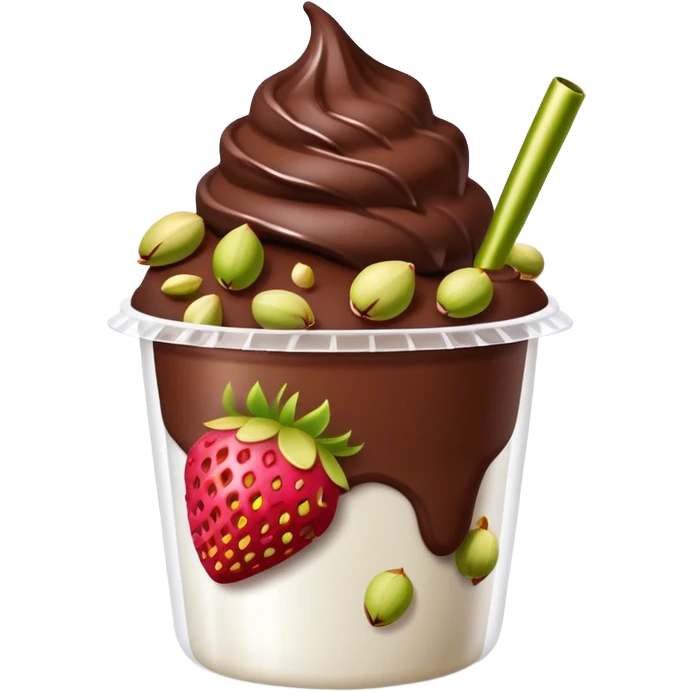 Chocolate covered Strawberries with pistachios in a plastic cup emoji