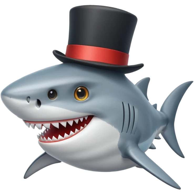 Shark with a top hat emoji