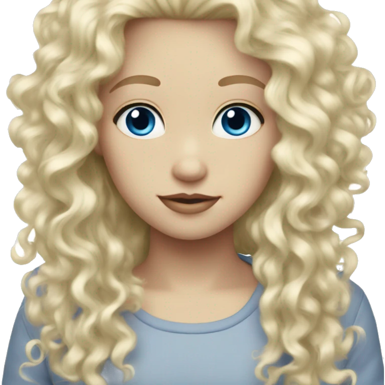 white pale blonde curly hair blue eyes  emoji