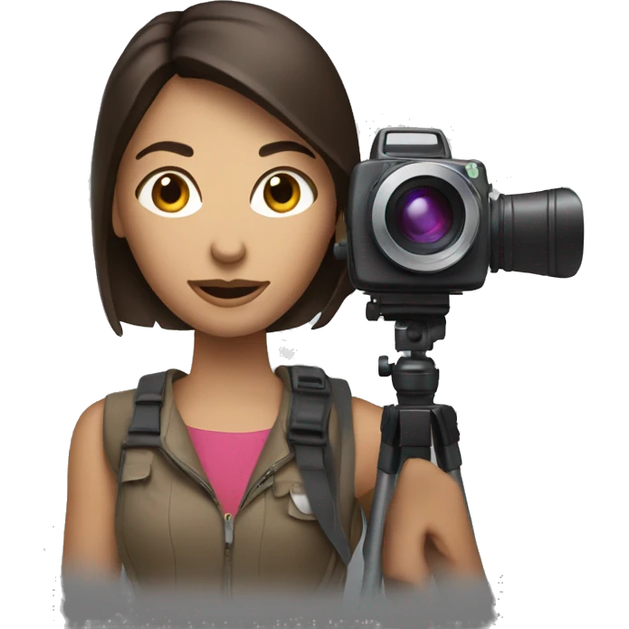 Brunette Woman with video camera on shoulder emoji