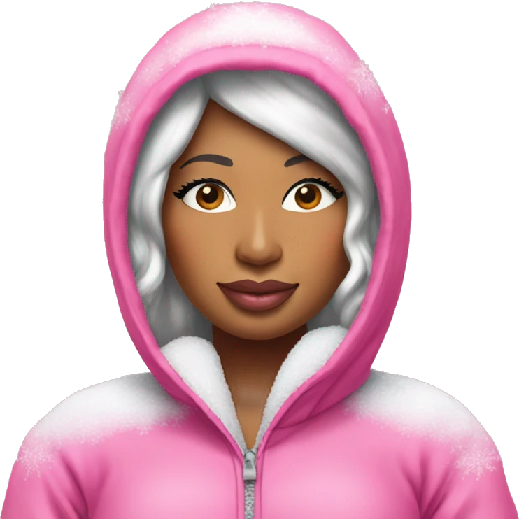 Nicki Minaj wearing pink snow suit emoji