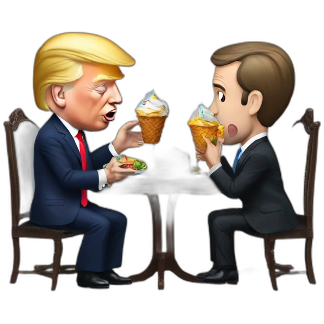 Emmanuel Macron eats a Donald trump ice emoji