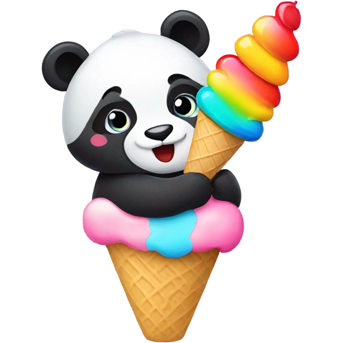 Panda eating ice cream emoji