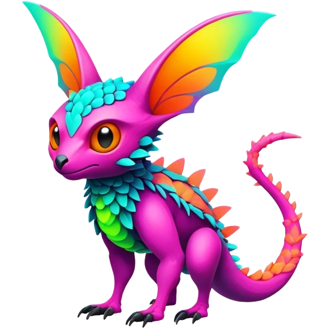 futuristic lush warm-colored neon-colored Fakémon-Trico-creature (full body) emoji