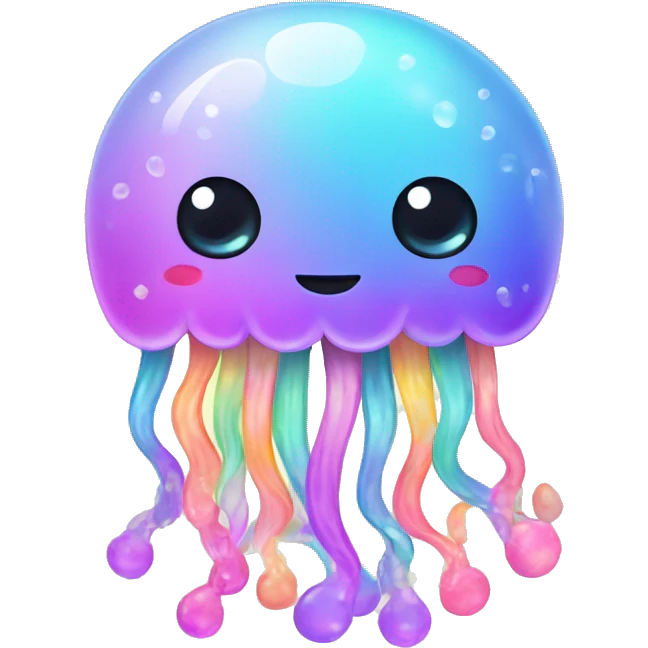 Kawaii rainbow pastel bedazzled family of jellyfish  emoji