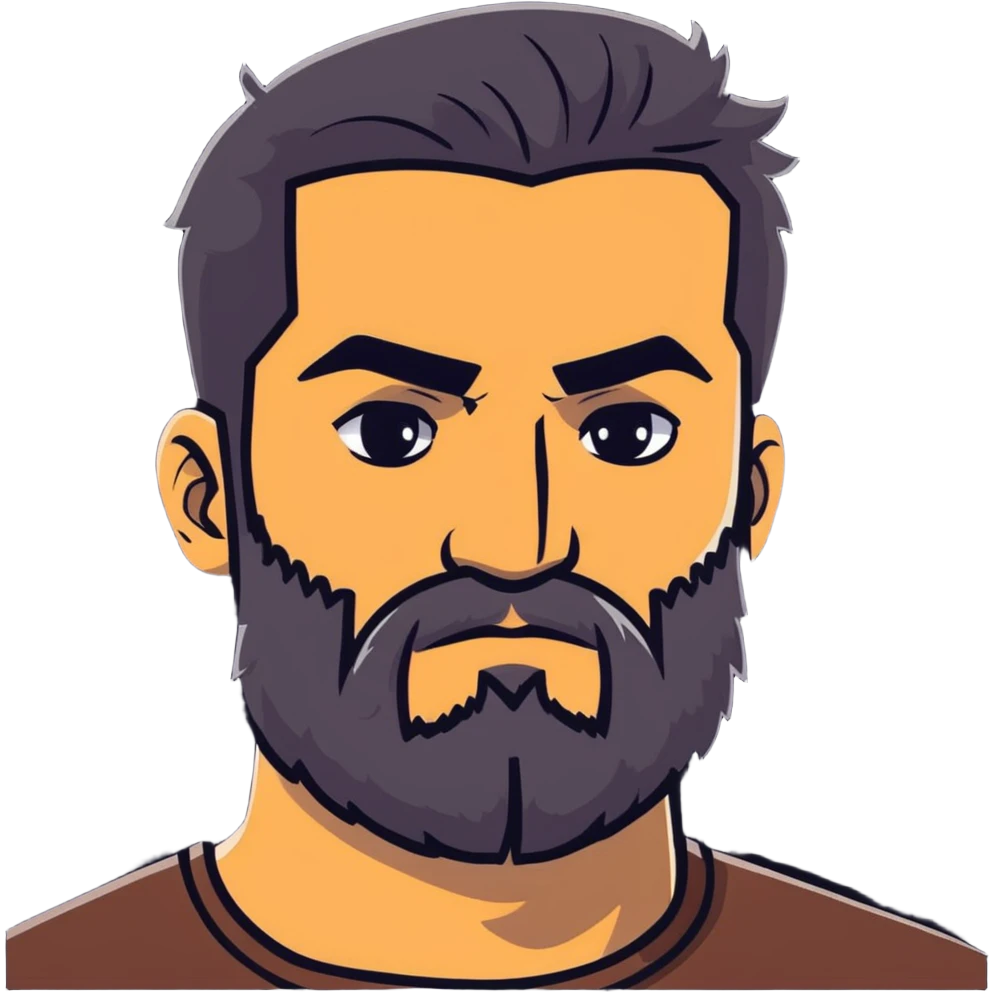 bearded man with dramatic thick eyebrows emoji