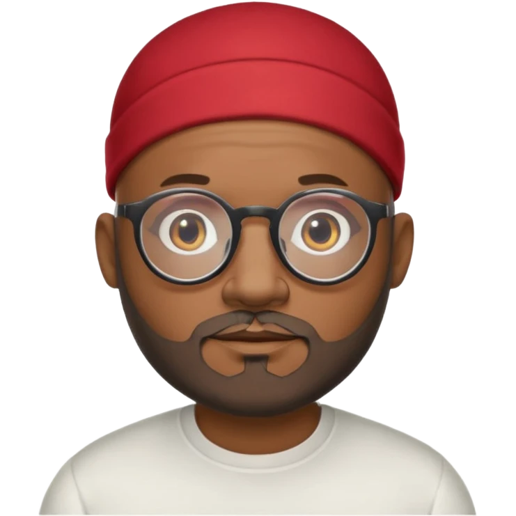 African american male, bald, salt and pepper beard. Round face, glasses emoji
