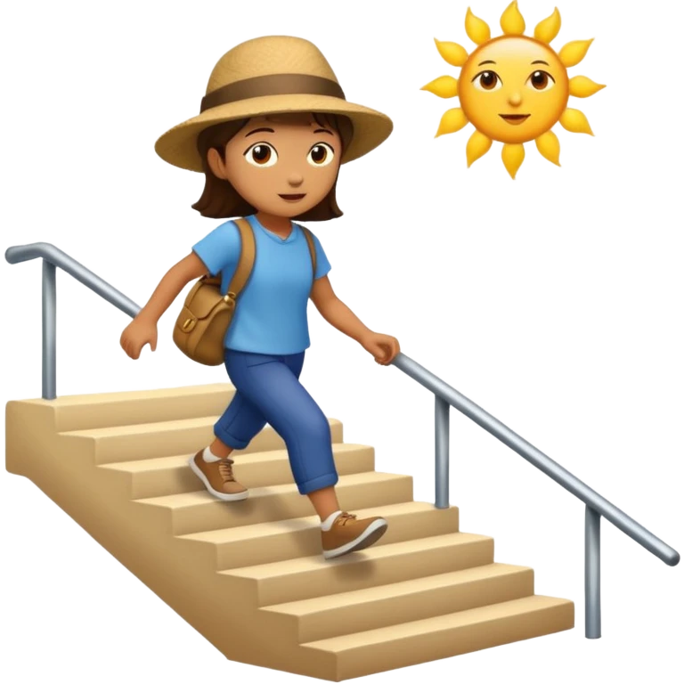 small figure walking up stairs toward the sun emoji