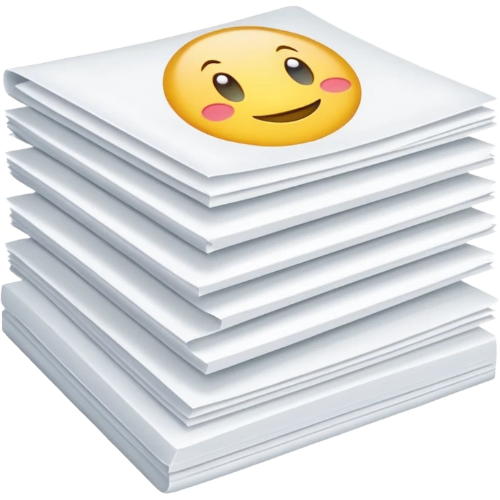 compact stack of clean white A4 sheets, squared edges, one corner slightly curled to suggest flexibility, thick even pile, slightly shadowed between layers, crisp unused office sheets, no wrapper, label, or extras, soft lighting, subtle shadows, emoji scale emoji