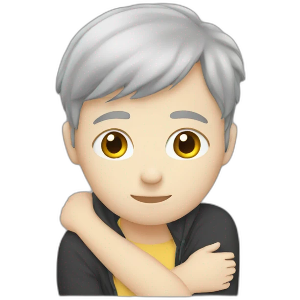 White teen hugging  emoji