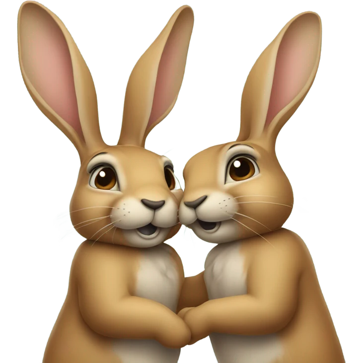 Hares hug each other  emoji