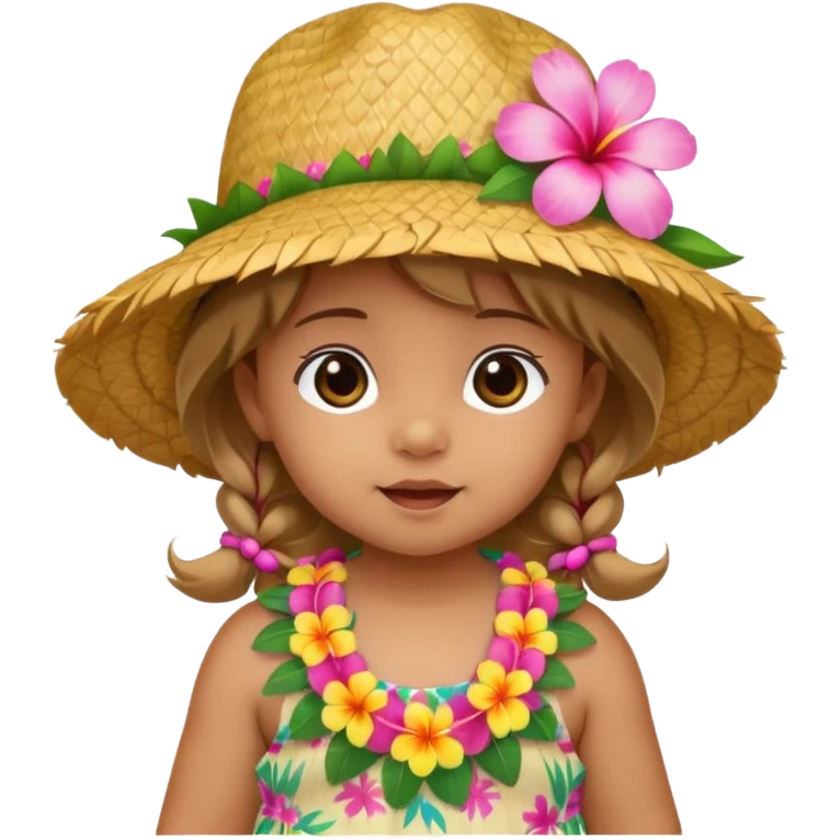 baby girl wear Hawaii's hat version emoji
