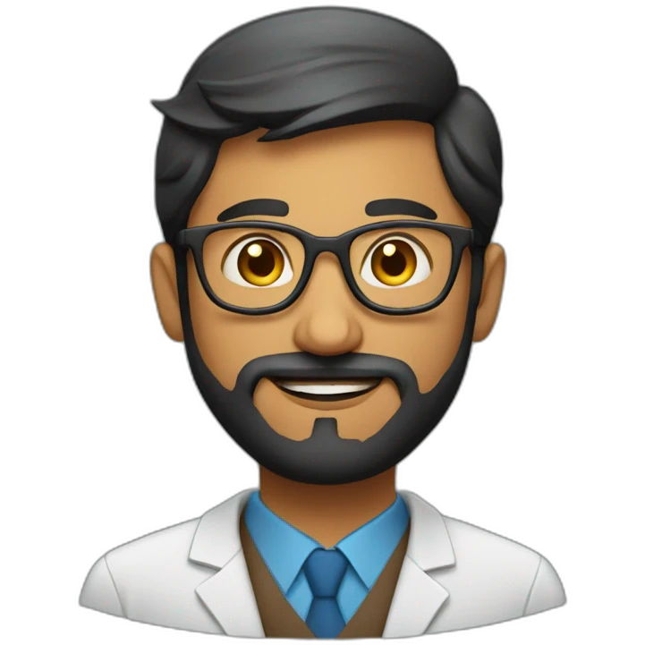 indian phd student with a short beard and round glasses emoji