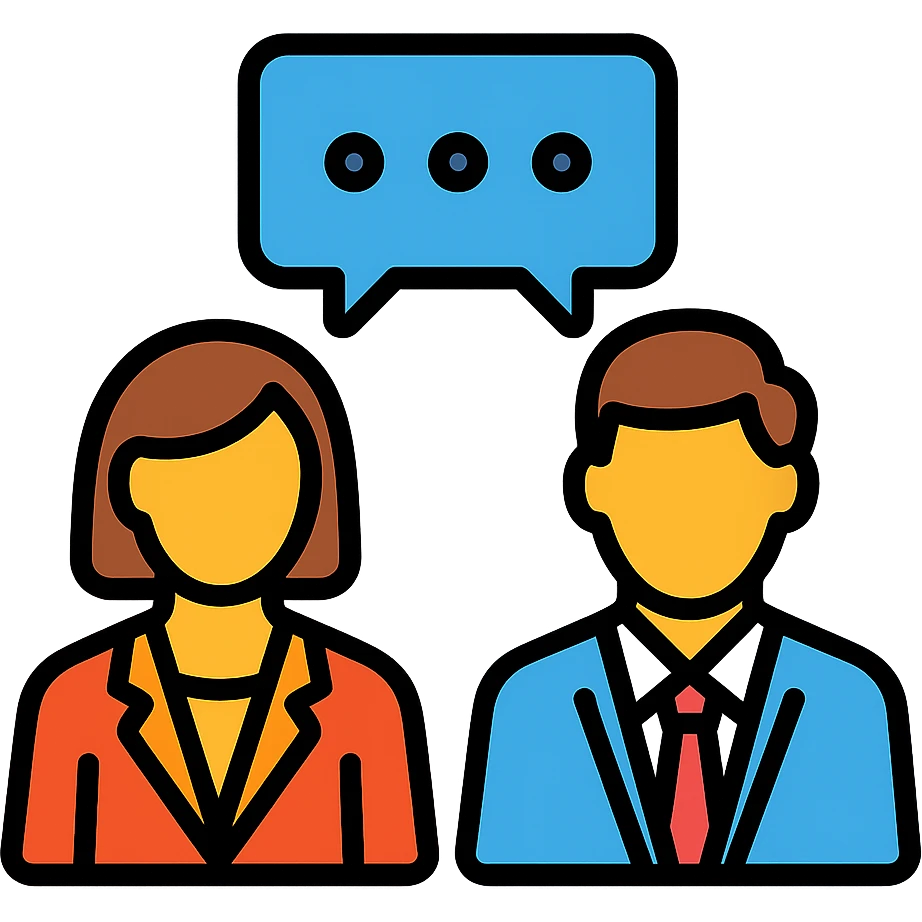 meeting people icon, professional modern style, clean lines, suitable for business use emoji
