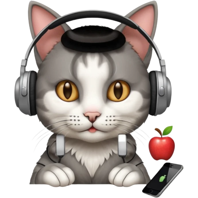 cat in apple headphones (AirPods max) wit a blunt in his hand  emoji