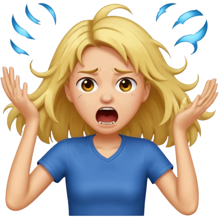 Girl ripping hair out yelling holding hair crying  emoji