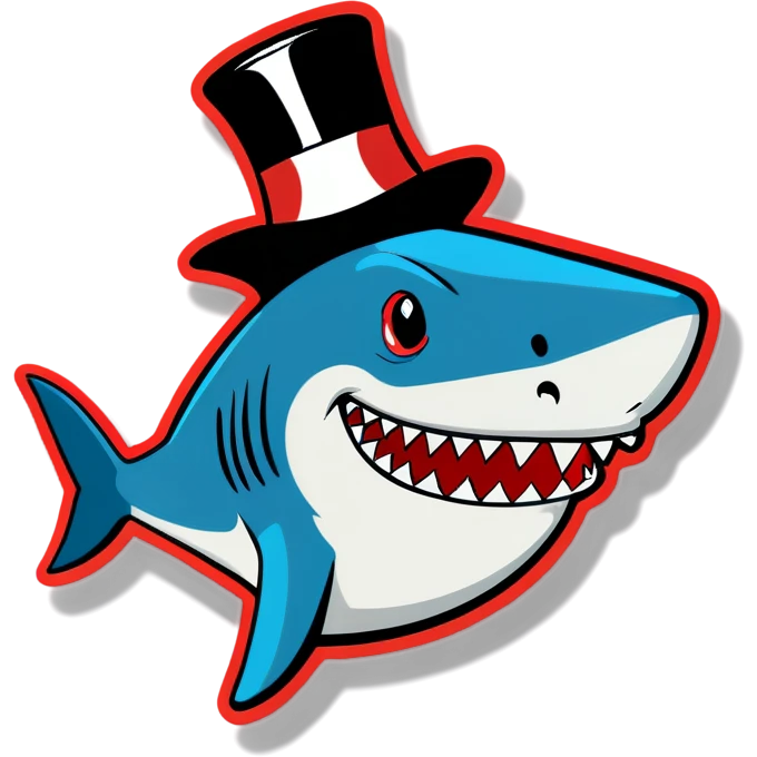 Shark with a top hat emoji