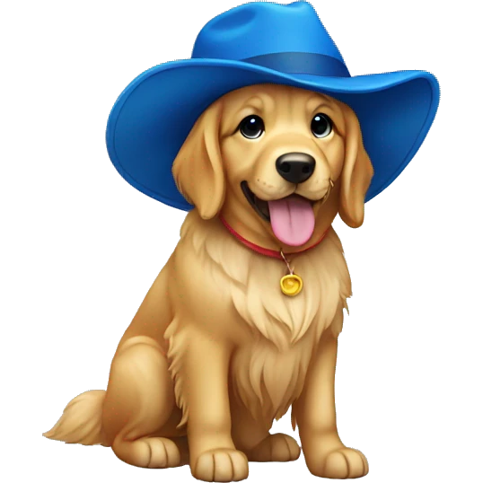 a golden retriever with a blue hat emoji