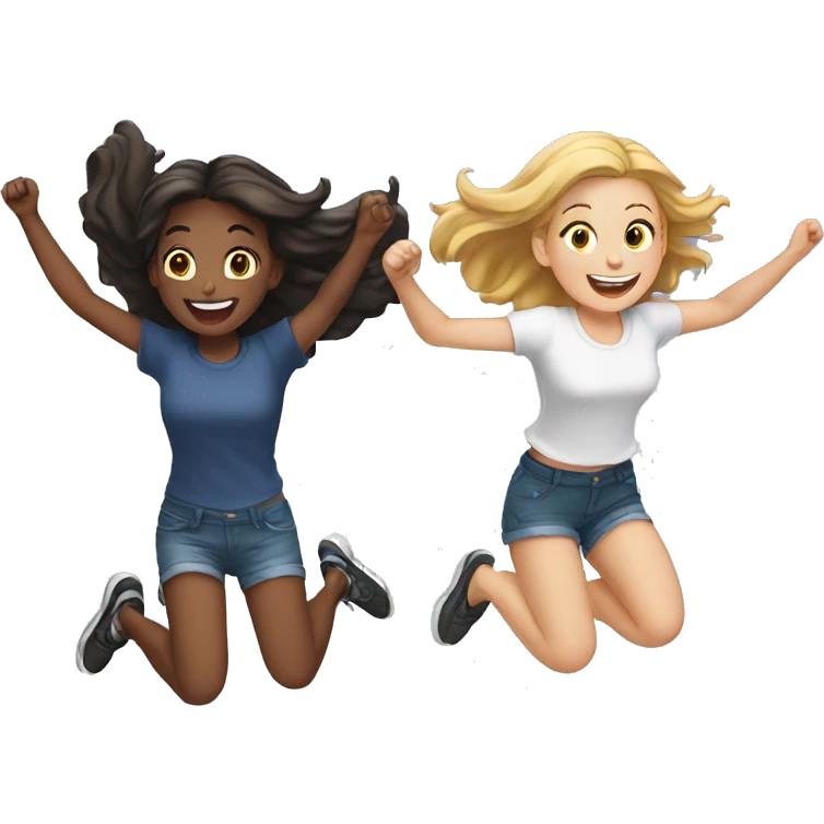 two white girls jumping emoji