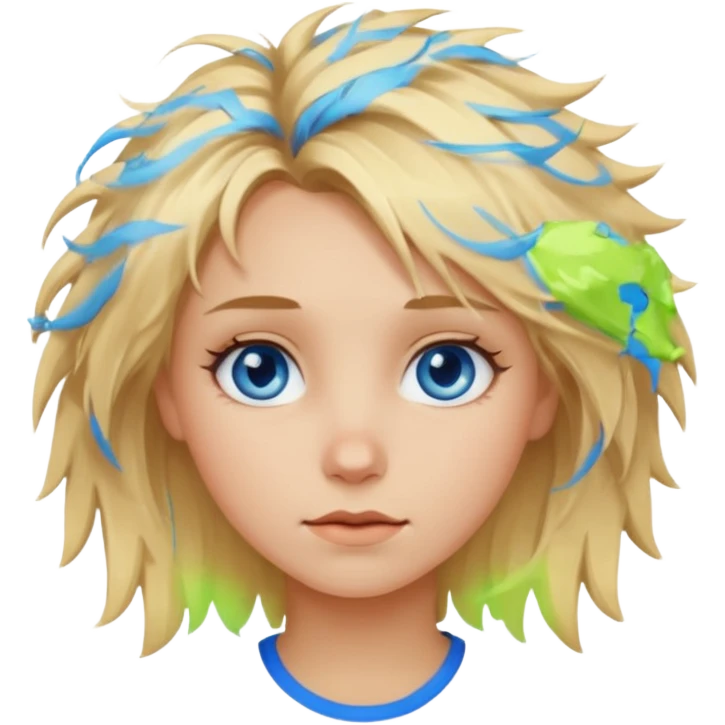 blonde girl, with messy hair emoji