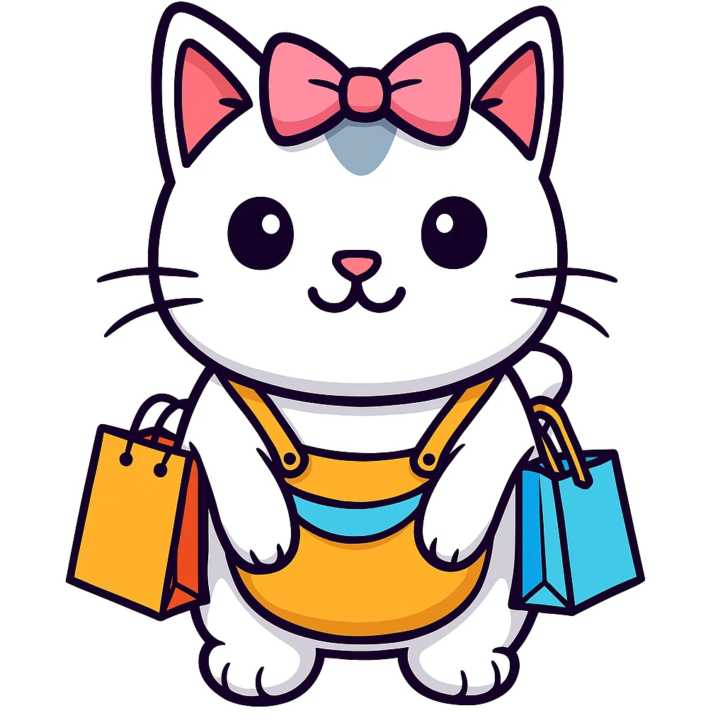 Add a light pink bow to the cat with bags under its eyes, keeping the original style of the image. emoji