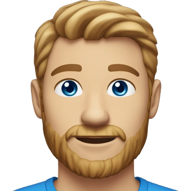 A head and shoulders shot of a 33 year old White man, with short brown hair, with stubble facial hair,   with blue eyes wearing a t-shirt. emoji