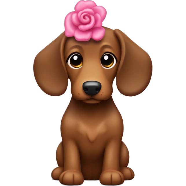 Brauner Dackel mit rosa Schleife  emoji