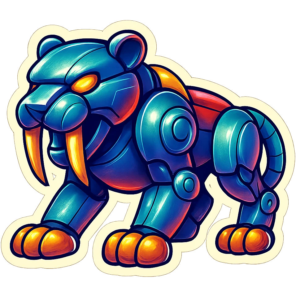 robotic saber tooth cat emoji