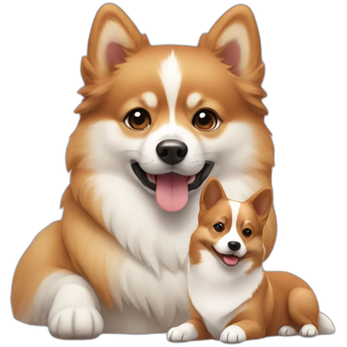 pomsky with a corgi emoji