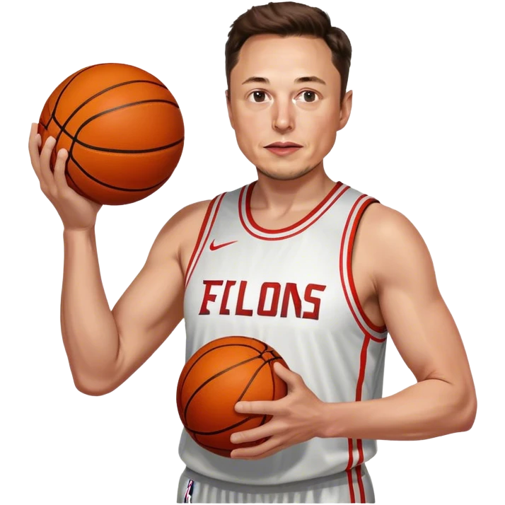 Elon Musk holding a basketball in front of himself with both hands. emoji