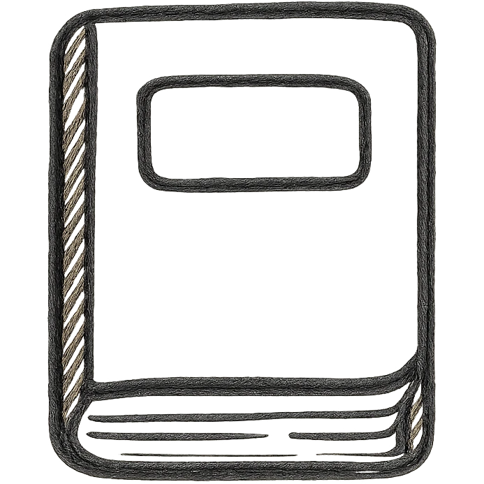 hand-drawn outlined icon of a book, no fill, black lines only emoji