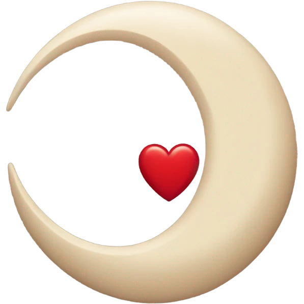 crescent beige moon with red heart emoji