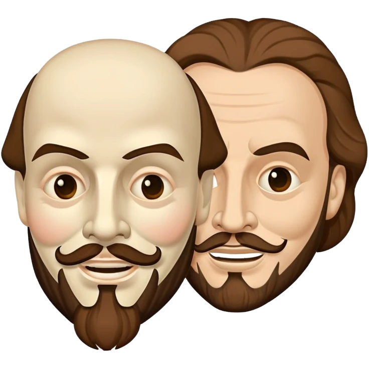 Shakespeare with theatrical comedy and tragedy masks emoji