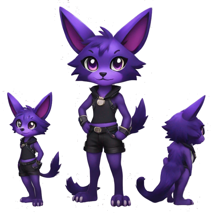 Anthro-Edgy-Cool-Black-Purple-Contrast-Colors-Fantasy-Fur-Sona-Chibi-Shiny-Fakémon-Hybrid full body emoji