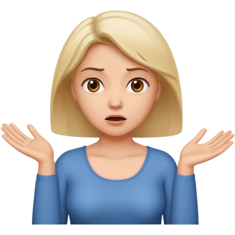 A woman shrugging her shoulders with a baffled expression emoji