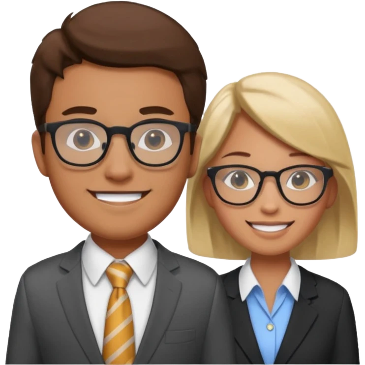 i need an image of a man named clyde who provides basic credit reports. his girlfriend bonny is abind market analyst emoji