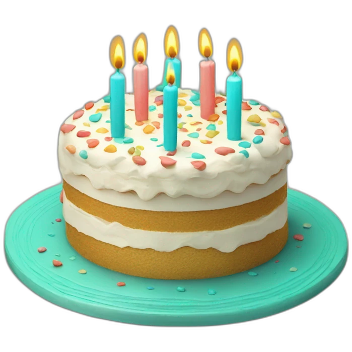 Birthday cake with letter “Latona” in turquoise color emoji