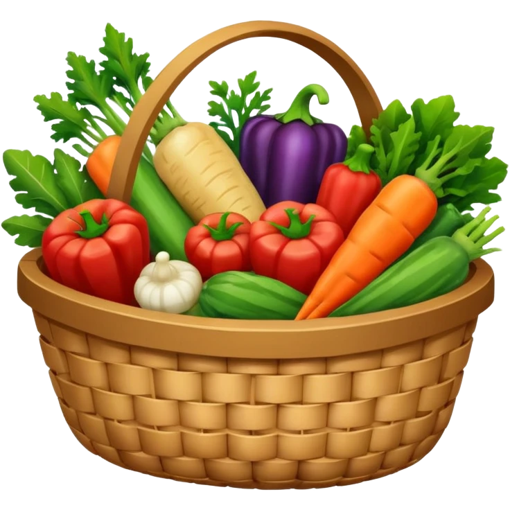 a basket of vegetables, simple and colorful emoji