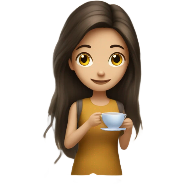 Long haired Brunette girl making tea emoji