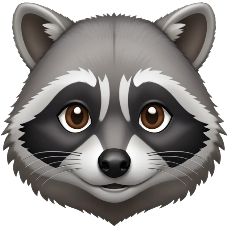 Cinematic-Noble-Raccoon-Portrait-Emoji – Poised and confident, with a sturdy build and a beautifully textured fur of silver-grey accented by dark black facial markings, deep-set, intelligent brown eyes, simplified yet sharp and sophisticated. emoji