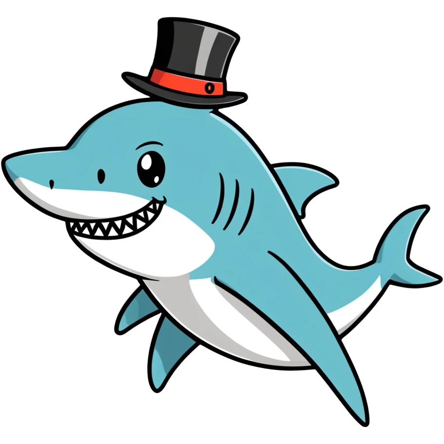 Shark with a top hat emoji