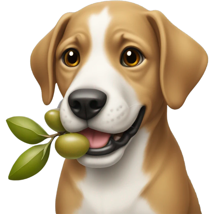 Dog carrying an olive branch  emoji
